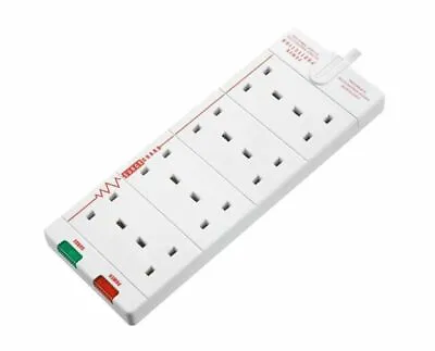 Masterplug 8 Way Surge Protected Power Extension Lead With 2m Cable -... • £23.99