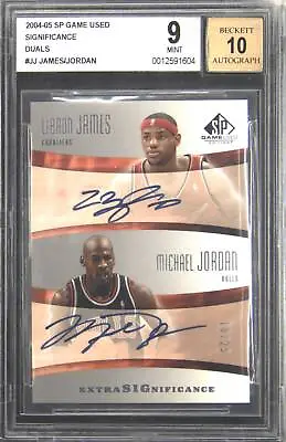 2004-05 SP Duals LeBron James/Michael Jordan Autograph Auto 10/25 BGS 9 • $29500