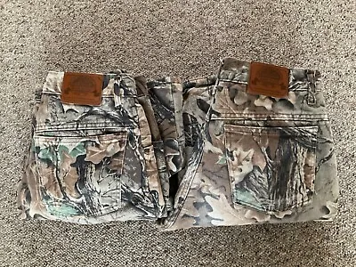 Lot 2 Vintage Cabelas Lined Advantage Camo Hunting Jeans 32 • $30