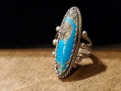 $95 • Buy Vintage Navajo Morenci Turquoise Sterling Silver Ring 