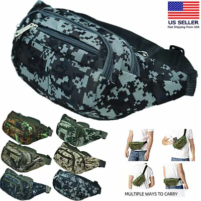 Fanny Pack Bumbag Waist Belt Bag Military Camouflage Hip Outdoor Hiking Fishing • $10.99