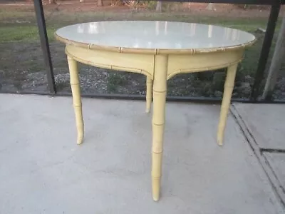 Vintage Hollywood Regency Faux Bamboo Dining Table Extra Leaf Shipping Is Extra • $699