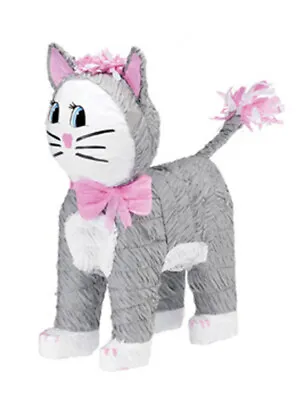 Grey Cat Kitten Pinata Childs Kids Mexican Party Game Accessory Decoration Sweet • £9.97