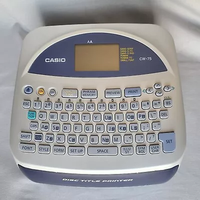 Casio Disc Title Printer CW-75 Qwerty Keyboard Tested - Cord/Batteries Not Incl. • $31.99