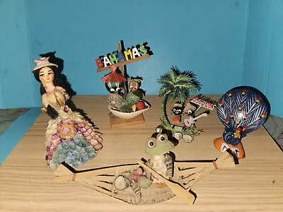 Lot Of 5 Bahamas Island Vintage Sea Shell Sculptures Figurines Folk Art • $34.90
