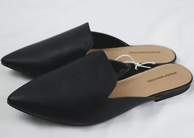 Women's Molly Pointy Toe Mule Flat Slides Sandals W/ Mini Heel Black • $16.99