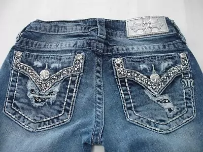 MISS ME Denim Women's Crystal Embellished Signature Rise Skinny Blue Jeans 25 • $30.81