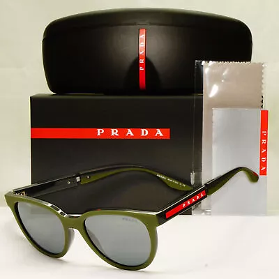 Prada Military Green Black Sunglasses Mirror Silver Grey SPS 05X PS05XS 03S-0D3 • £137.75