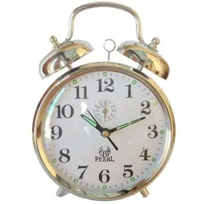 $46.95 • Buy NEW Pearl Time Clifford Mechanical Wind Up Bell Alarm Clock, Silver, 15cm
