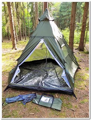 Military&Outdoor 3+1 Man Pyramid Tipi Tent Camping Hunting Waterproof Shelter • $149.99