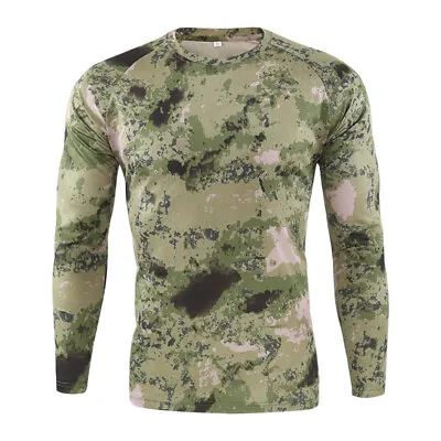 ESDY Mens Combat T-shirt Long Sleeve Camouflage Army Tactical Military Casual • $15.19