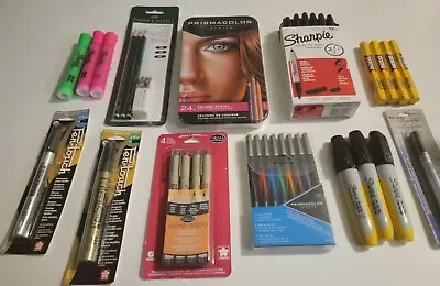 Huge Lot Art 🎨 Prismacolor 24 Pencils Faber Castell Art Set Sharpie Markers  • $41.50