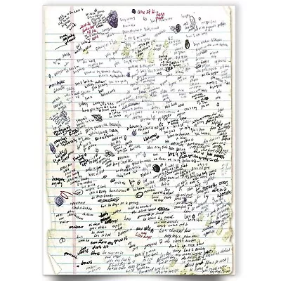 Eminem Slim Shady Rapper Goat Music Lose Yourself Handwritten Lyrics Poster • £3.99