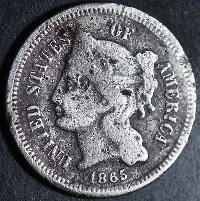 1865 Three 3 Cent Nickel • $10.50