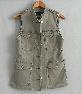 J Brand Vest Faded Gray Button Closure Pockets 97% Cotton Size XS • $39.99