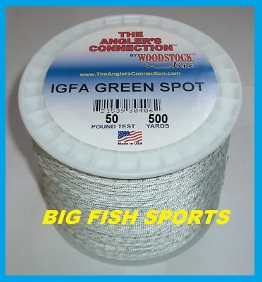 WOODSTOCK BRAIDED DACRON IGFA Fishing Line Green Spot 50lb-500yd FREE USA SHIP! • $42.99