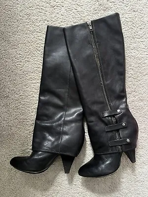 Miss Sixty Harper Black Leather Boots Size 9.5 MSRP $260 Boots- Great Condition! • $119.99