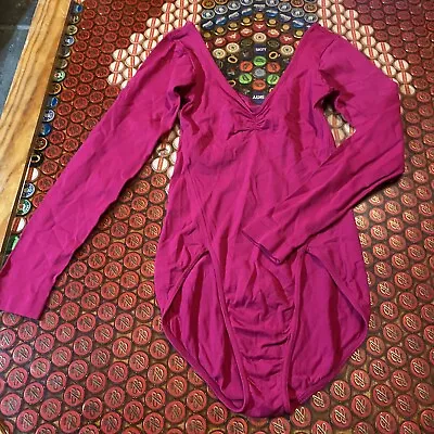 Vintage Womens Danskin Long Sleeve Purple Nylon Leotard Gymnastics Size Medium • $38