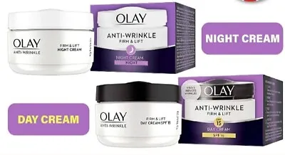 £14.99 • Buy Olay Anti-Wrinkle Day & Night Cream BUNDLE Firm & Lift With Skin Renewal 50ml UK