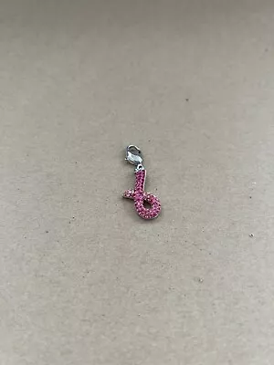 SWAROVSKI Pink Crystal Studded Breast Cancer Ribbon Charm • £12.99