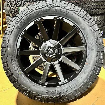 4) 20x9 Fuel D437 Contra Black Wheels 33  AT Tires 8X170 Ford Excursion F350 • $2149