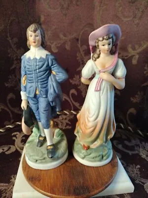 Vintage Lefton Bisque Figurines  Blue Boy And Pinky  • $10.50