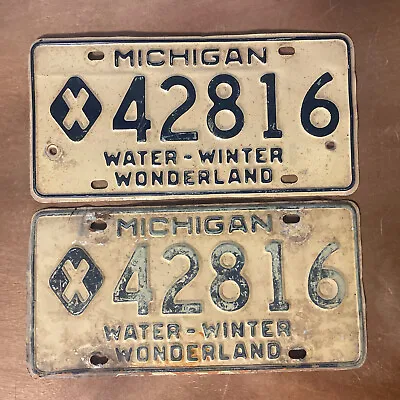 1966 Michigan License Plate Pair Municipal # 42816 • $24.99