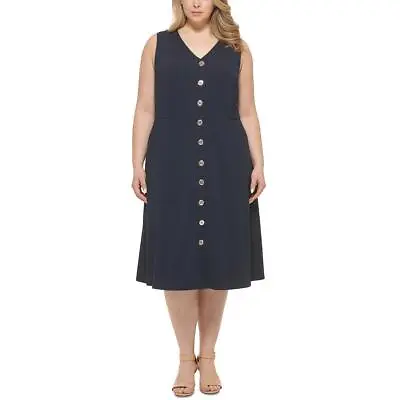Tommy Hilfiger Womens V-Neck Mid Calf Sleeveless Midi Dress Plus BHFO 3241 • $21.99