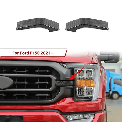 Grille Grill Corner Cover Decor For Ford F150 2021+ Carbon Fiber Exterior Parts • $18.99