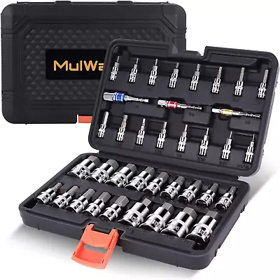 MULWARK 37 PCS Premium Hex Bit Allen Socket Set 3/8 1/4 1/2 In. Drive • $51.25