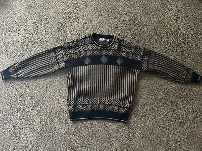 Vtg Impact XL Crewneck Sweater Geometric 80s 90s Cosby Grandpa Biggie Acrylic • $33.70