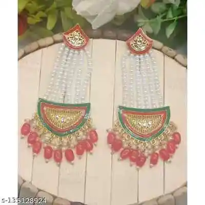 Beautiful Antique Rajwadi Royal Kundan Earrings Jhumka Ramdan Jewlery Set • $18.32