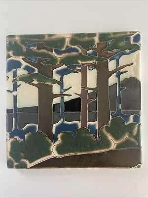 MOTAWI TILEWORKS ART TILE MOUNTAIN Summer Landscape 8”x8” TILE Signed 2nd • $45