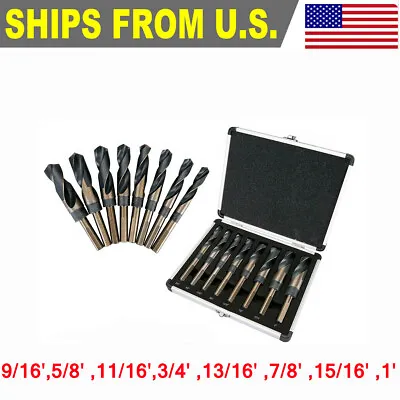 8PCS HSS Silver & Deming Drill Bits Set Large Size 9/16  To 1  US Fast Ship • $26.98