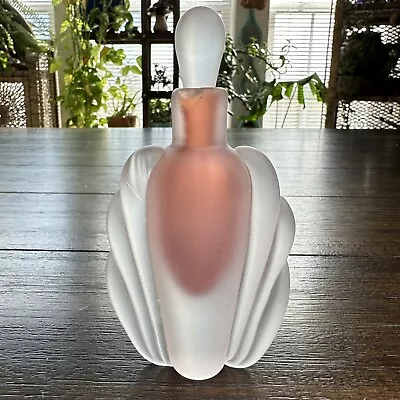 Vitrix Art Glass Perfume Bottle Frosted Contemporary 1987 Thomas Buechner - READ • $47