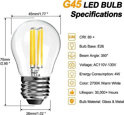 6X E26 LED Light Bulbs G14 G45 Dimmable Globe Chandelier Bulbs Warm White 4W 6W • $14.95