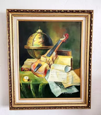 Classical Music Instrument Violin Oil Painting Art On Canvas R Wilcox • $318.75