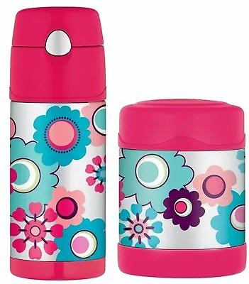 $45.95 • Buy NEW THERMOS FUNTAINER FOOD CONTAINER + DRINK BOTTLE Insulated FLOWERS