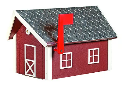 Amish-Made Poly House-Shaped Mailboxes With Aluminum Diamond-Plated Roofs • $249