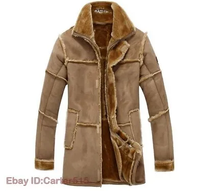 Men Fleece Jackets Fur Lined Warm Windbreaker Outwear Trench Parka Coat Outwear • $92.52