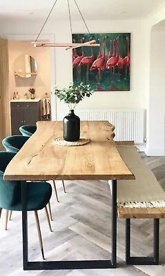 Solid Wood Oak Dining Table Live Edge Rustic Made To Order Industrial Legs Bench • £50