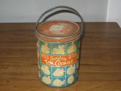 Vintage Sunshine Toy Cookies Tin-Early Pail Style/Loose-Wiles Biscuit Co. NY • $19.95