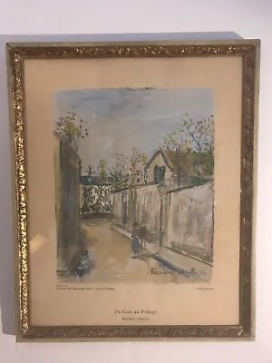 Vintage Mid Century French Lithograph Maurice Utrillo “Un Coin Du Village” • $78