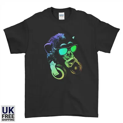 £9.99 • Buy Funny Neon DJ Monkey With Headphones Sun Glass Swag Mens Women Kids T-shirt