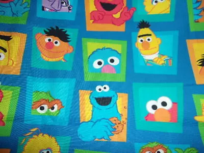 Sesame Street Character Faces Cotton Fabric Elmo Big Bird Ernie Bert Oscar +More • $11