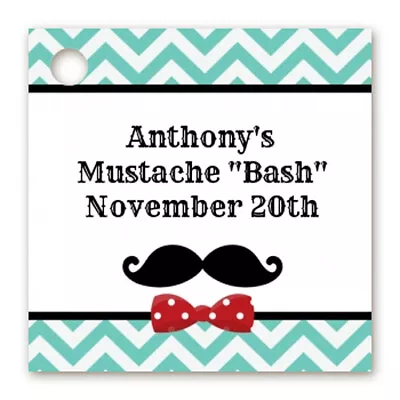 Mustache Bash - Personalized Birthday Party Card Stock Favor Tags - Set Of 20 • $7.25