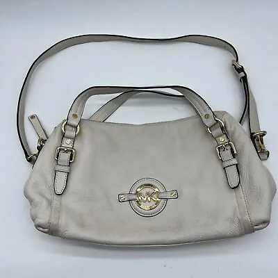 Michael Kors Hamilton Cream & Silver Medium Pebble Shoulder Bag / Purse Handbag • $24.96