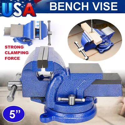 5  Bench Vise With Anvil 360°Swivel Locking Base Table Top Clamp Heavy Duty Vice • $38.69