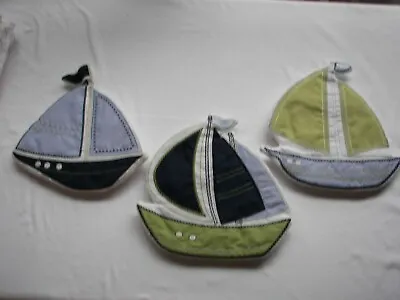 $11.95 • Buy Nautica Zachary Set Of 3 Sailboats Hanging Decor Baby Crib