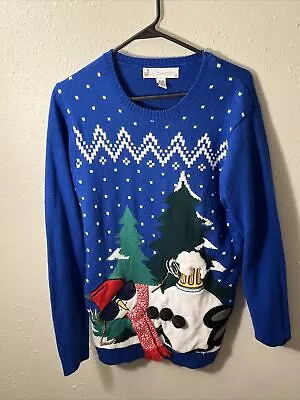 Jolly Sweaters Snowman Christmas Sweater Size Medium Pre Owned • $12